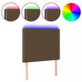 Cumpara ieftin Tablie de pat cu LED, maro inchis, 100x5x118/128 cm, textil