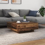 VidaXL Măsuță de cafea cu LED-uri, lemn vechi, 80x80x31 cm