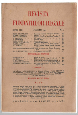 Revista Fundatiilor Regale mar/1941 B. Munteanu H. Furtuna T. Arghezi E. Botta foto