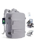 Cumpara ieftin Rucsac de Calatorie cu Vacuum si Pompa Electrica, SZLX, 36L, Impermeabil, USB, Carry-on Ryanair, Gri