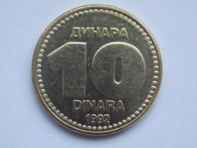 10 DINARI 1992 IUGOSLAVIA foto
