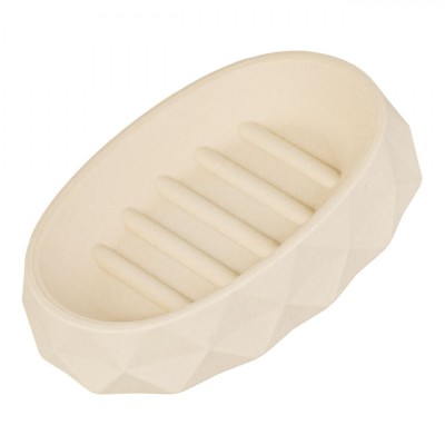 Savonieră Plastic, Ovală, Model Diamond, Culoare Ecru, Dimensiuni 13x9 cm foto
