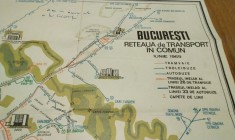 BUCURESTI Reteaua de Transport in Comun - Iunie 1969 - Harta color; dim.: 48.0x42.0