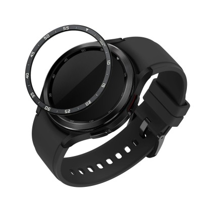 Rama cadran Kwmobile pentru Samsung Galaxy Watch 6 Classic, Negru/Argintiu, Aluminiu, KWM000024TK001C foto