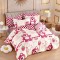Lenjerie pat dublu,bumbac finet,6 piese,cearceaf cu elastic,alba cu ursuleti mov-A807
