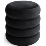 Taburet tapitat Snuggo cu spatiu de depozitare, velur, diametru 42 cm, inaltime 45 cm, negru Household NewTrend