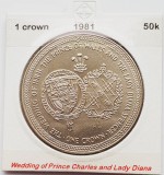 1898 Insula Man 1 crown 1981 Royal Wedding - Charles and Lady Diana km 81