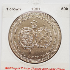 1898 Insula Man 1 crown 1981 Royal Wedding - Charles and Lady Diana km 81