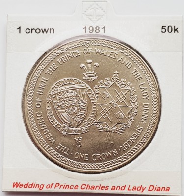 1898 Insula Man 1 crown 1981 Royal Wedding - Charles and Lady Diana km 81 foto