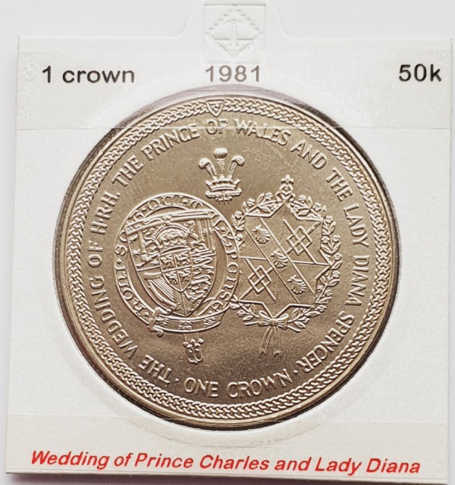1898 Insula Man 1 crown 1981 Royal Wedding - Charles and Lady Diana km 81