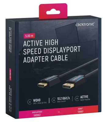 Cablu Profesional Displayport tata - HDMI tata 5m Clicktronic OFC 10.2Gbit/s 1920x1200p foto
