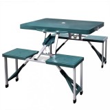 VidaXL Set camping masă/4 scaune pliabile, verde deschis, aluminiu