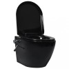 Vas WC Suspendat Negru cu Bideu, Ceramică, Fără Ramă, Soft Close, Design Modern