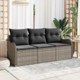 VidaXL Set de canapele pentru grădină din 3 piese cu perne gri din rattan sintetic
