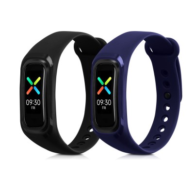 Set 2 Curele pentru Oppo Band Sport, Kwmobile, Negru/Albastru, Silicon, 57437.01 foto