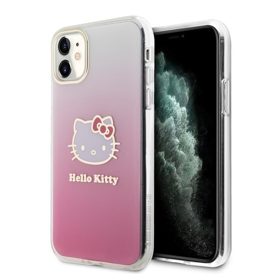 Husa pentru iPhone 11 - Hello Kitty Hardcase IML Gradient Electrop Kitty Head (HKHCN61HDGKEP) - Pink