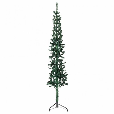 Jumătate brad de Crăciun subțire cu suport, verde, 120 cm foto