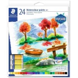 Set 24 Tuburi Acuarele Staedtler, Culori Strălucitoare, Pigmentate, 12ml/tub, Artă, Pictură pe H&acirc;rtie/Carton