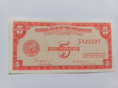 Filipine 5 centavos 1949-UNC foto