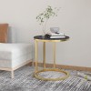 VidaXL Masă laterală, auriu și marmură neagră, 45 cm sticlă securizată 331663
