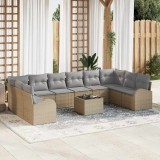 VidaXL Set de canapele pentru grădină 11 pcs Bej Rattan poli 3346230