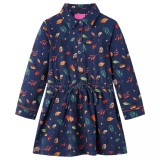 Rochie pentru copii cu m&acirc;neci lungi, bleumarin, 128, vidaXL