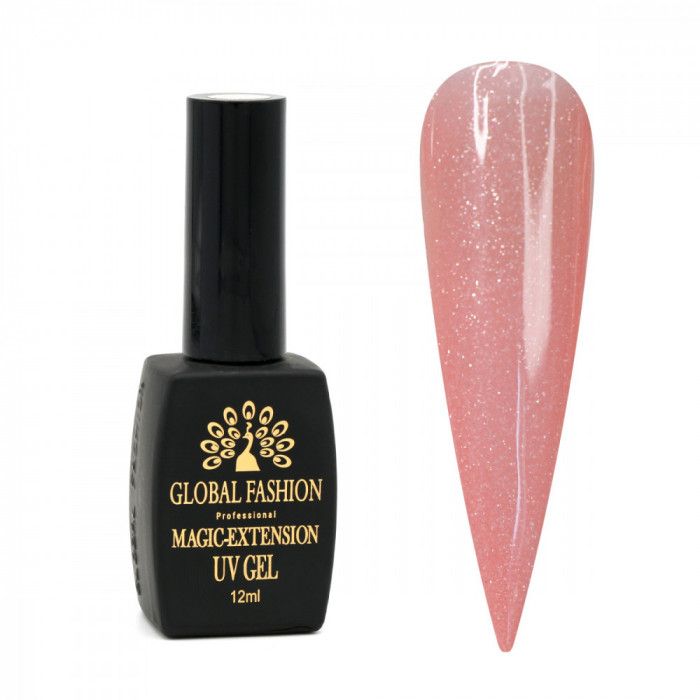 Gel UV cu sclipici, Magic-Extension, Global Fashion, 12 ml, Roz, G11