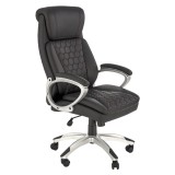 Scaun directorial HM Thomas, piele ecologica, mecanism de balansare, cadru polipropilena, 100 kg, negru