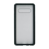 Husa compatibila cu Samsung Galaxy S10 Plus - Cadru metalic cu magneti de prindere, spate din sticla securizata, neagra