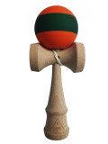 Cumpara ieftin Kendama profesionala, Bila din lemn cu strat de silicon, Portocaliu/Verde, 33KD