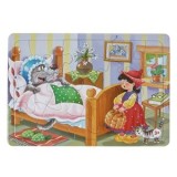 Puzzle pentru copii, 15 piese, Scufita Rosie si Lupul, Multicolor, Carton, CMCLASS