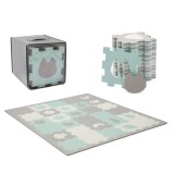 Covoras de joaca Kinderkraft LUNO SHAPES, Puzzle 3D Spuma EVA, 185x165cm, 1.2cm Grosime, 30 Piese, Mint
