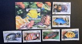 Guineea (1997) - Serie completă Timbre + Coliță "Pești Exotici de Corali / Poissons" (Obliterat / Ștampilat Conakry) VRT1