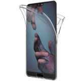 Husa Full TPU 360&deg; (fata + spate) pentru Huawei P20, Gri Transparent
