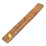 Cumpara ieftin Suport din lemn pentru betisoare parfumate, handmade, model stele aurii, suport cenusa pentru aromaterapie si meditatie