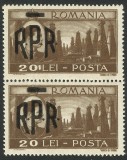 Cumpara ieftin EROARE ROMANIA 1948 Mihai Vederi 20 Lei eroare 201 Lei PERECHE RPR MNH, Nestampilat