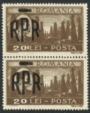 EROARE ROMANIA 1948 Mihai Vederi 20 Lei eroare 201 Lei PERECHE RPR MNH, Nestampilat