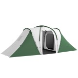 Outsunny Cort de Camping pentru 4-6 Persoane cu 2 Camere, 2 Uși și Geantă de Transport, 555x225x190 cm, Verde | Aosom Romania