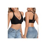 Tricou fără s&acirc;rmă din dantelă pentru femei, cu spate descoperit și bretele &icirc;n formă de Y, cu cupe moi, decolteu ad&acirc;nc &icirc;n V, pentru uz zilnic &ndash; Negru X
