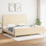 VidaXL Cadru de pat cu tăblie, crem, 200x200 cm, textil