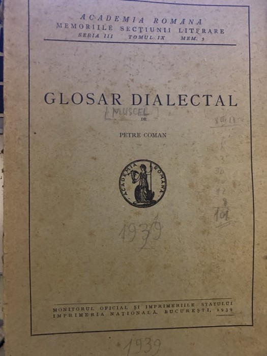 Petre Coman - Glosar dialectal (1939)