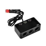 Priza auto tripla Automax 12V/ 24V DC , cu 3 iesiri DC 10A 120W, 3 iesiri USB 4.2A (1A + 2.1A + 1A()