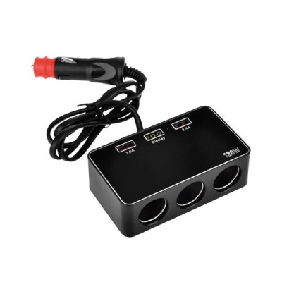 Priza auto tripla Automax 12V/ 24V DC , cu 3 iesiri DC 10A 120W, 3 iesiri USB 4.2A (1A + 2.1A + 1A() foto