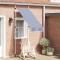 Copertină retractabilă manual, dungi albastru și alb, 100 cm