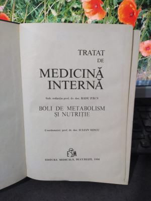 Boli de metabolism și nutriție, Tratat de medicină internă Radu Păun, 1986, 119 foto