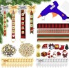 Set 48 piese accesorii pentru decoratiuni de Craciun, lemn, textil, multicolor