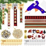 Set 48 piese accesorii pentru decoratiuni de Craciun, lemn, textil, multicolor