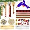 Set 48 piese accesorii pentru decoratiuni de Craciun, lemn, textil, multicolor