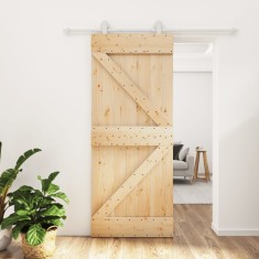 vidaXL Ușă glisantă cu set de feronerie 85x210 cm, lemn masiv de pin foto