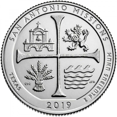 SUA - QUARTER SAN ANTONIO MISSIONS , TEXAS 2019 P - XF+ / SERIA PARCURI NAT. foto